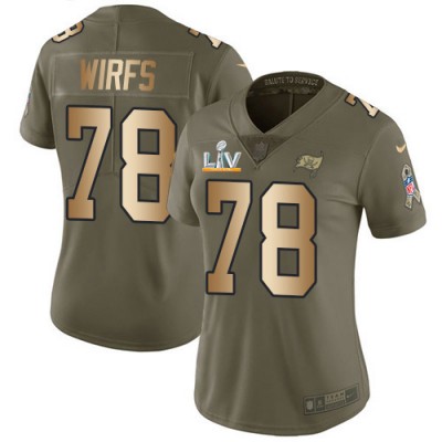 Nike Tampa Bay Buccaneers #78 Tristan Wirfs OliveGold Women's Super Bowl LV Bound Stitched NFL Limited 2017 Salute To Service Jersey